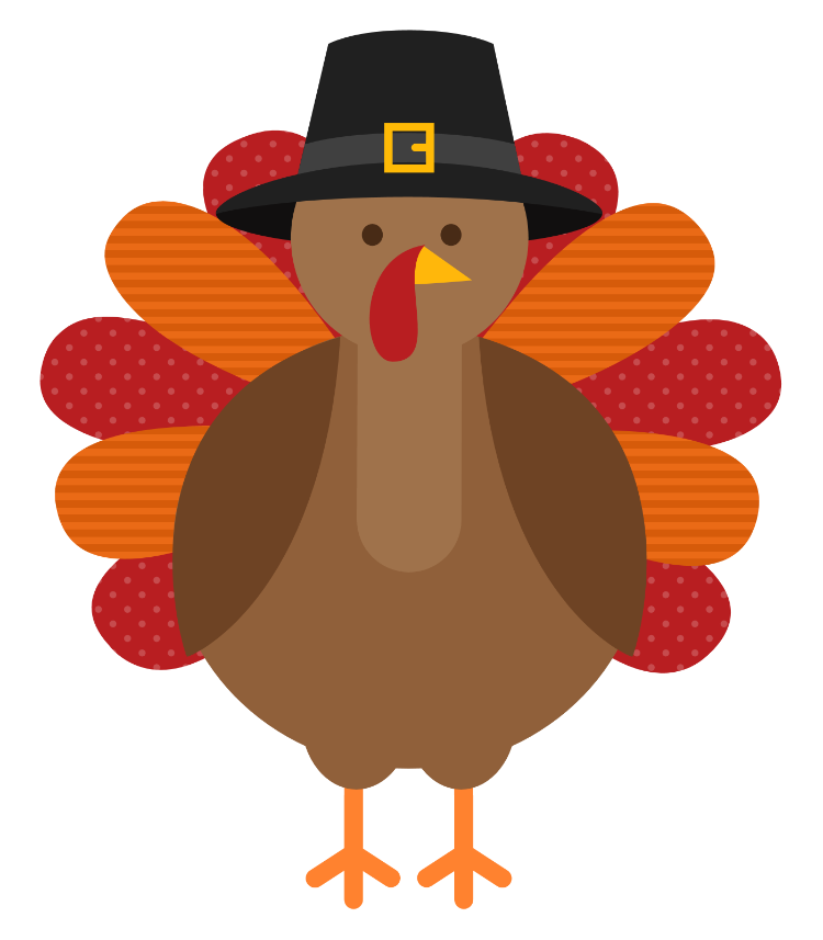 An artistic image of a turkey wearing a hat