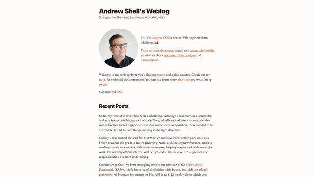 Screenshot of Andrew Shell's Weblog