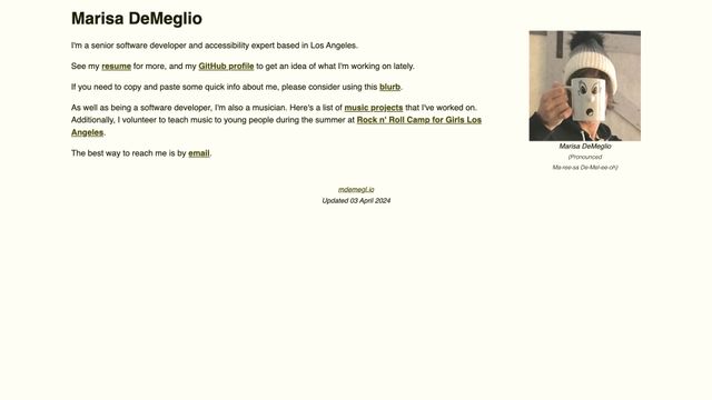 Screenshot of Marisa DeMeglio