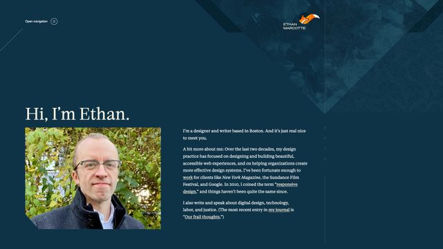 Screenshot of Welcome to Ethan Marcotte’s website — Ethan Marcotte