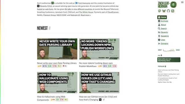 Screenshot of Zach Leatherman—zachleat.com