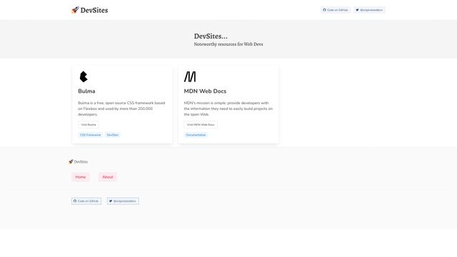 Screenshot of Home | DevSites