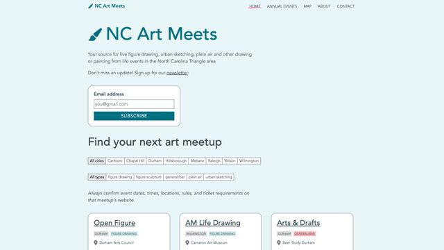 Screenshot of NC Art Meets