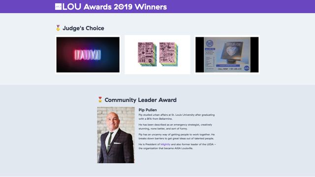 Screenshot of AIGA Lou Awards 2019