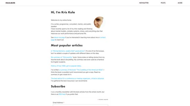 Screenshot of Kula.blog