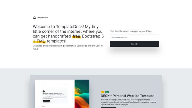 Screenshot of TemplateDeck - Free Bootstrap HTML Templates