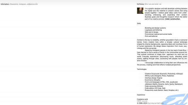 Screenshot of Ed Ponce, Graphic Designer & Web Developer