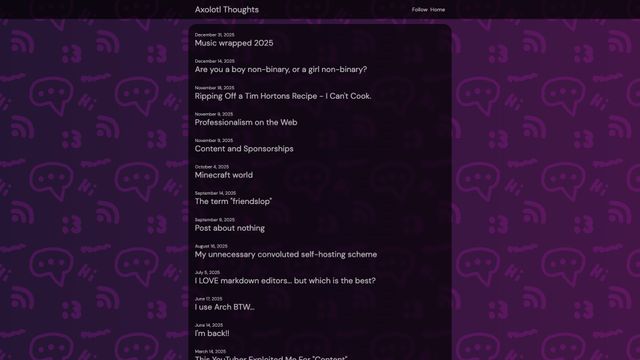 Screenshot of Axolotl Thoughts