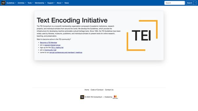 Screenshot of Text Encoding Initiative