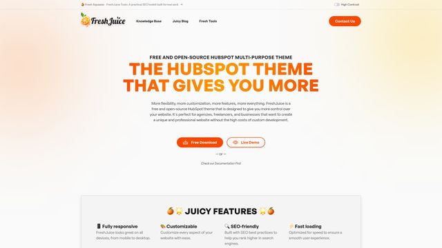 Screenshot of FREE and Open-Source HubSpot multi-purpose theme | FreshJuice