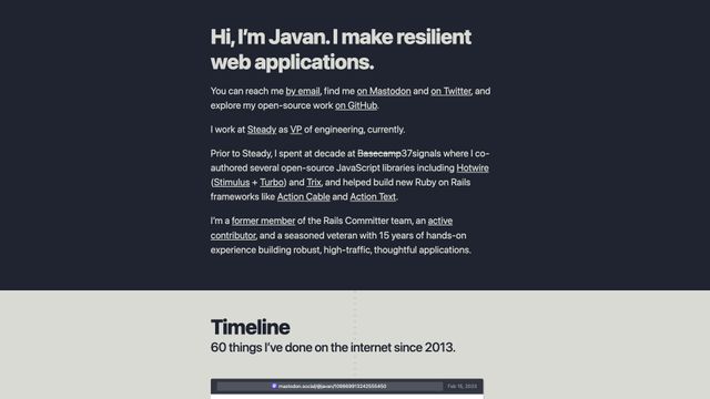Screenshot of Javan Makhmali | I make resilient web applications.