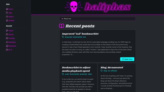 Screenshot of Home | haliphax.dev