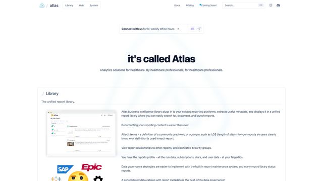Screenshot of Atlas | Analytics solutions for healthcare