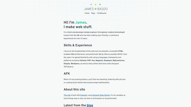 Screenshot of James Basoo - Front-End Developer