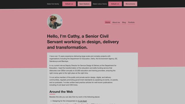 Screenshot of Cheshire based Designer and Digital Delivery Leader - Cathy Dutton