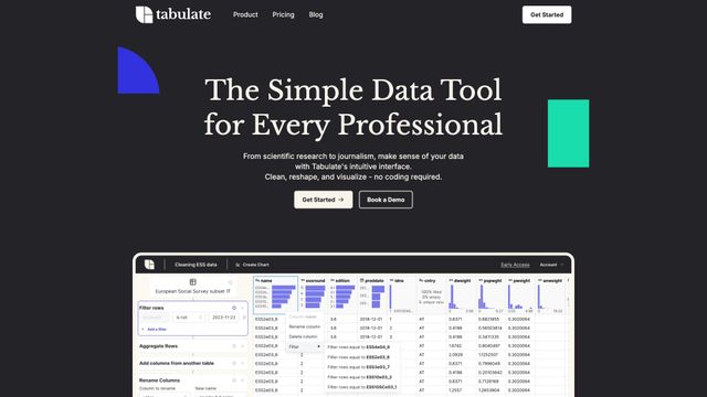 Screenshot of Tabulate: The Simple Data Tool for Every Professional
