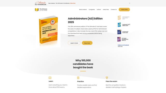 Screenshot of Home | The Ultimate EU Test Book