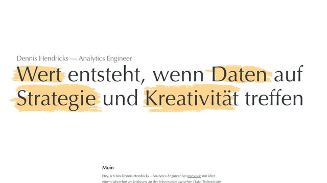 Screenshot of Dennis Hendricks — Analytics Engineer