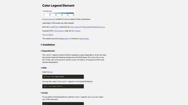 Screenshot of Color Legend Element