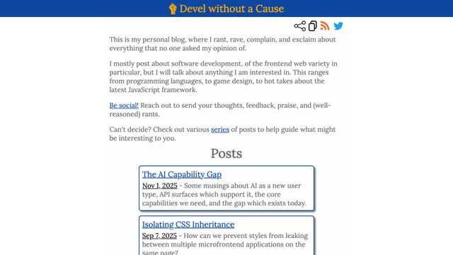 Screenshot of Devel without a Cause - Blog