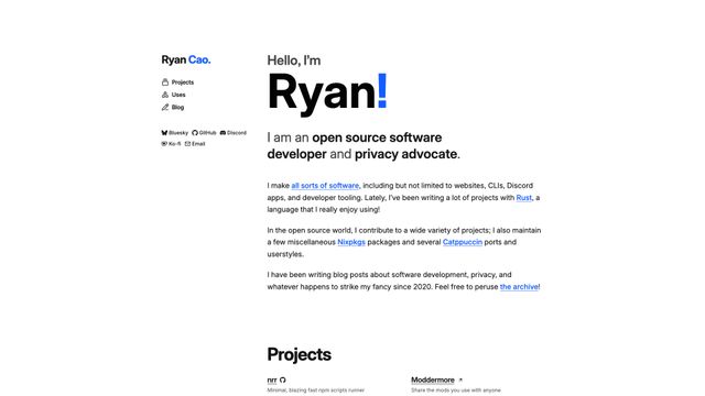 Screenshot of Ryan Cao