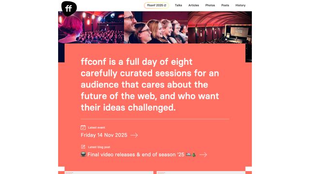 Screenshot of FFConf 🌟 UK web conference since 2009 - ffconf.org