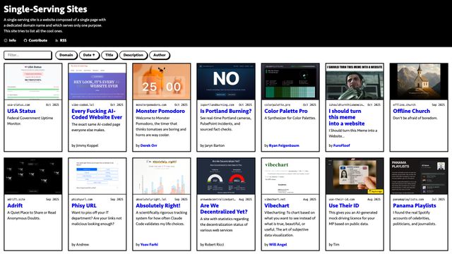 Screenshot of Single-Serving Sites