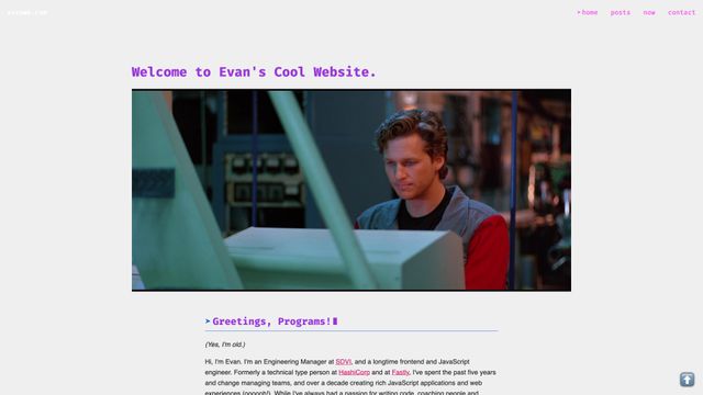 Screenshot of Evan Rowe is On The Internet