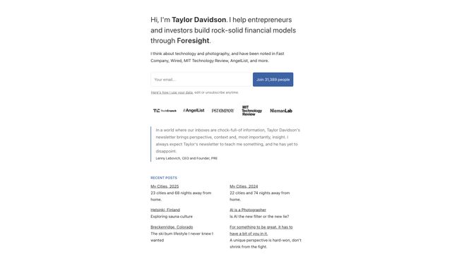 Screenshot of Taylor Davidson