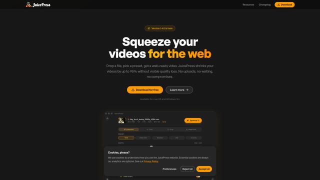 Screenshot of JuicePress