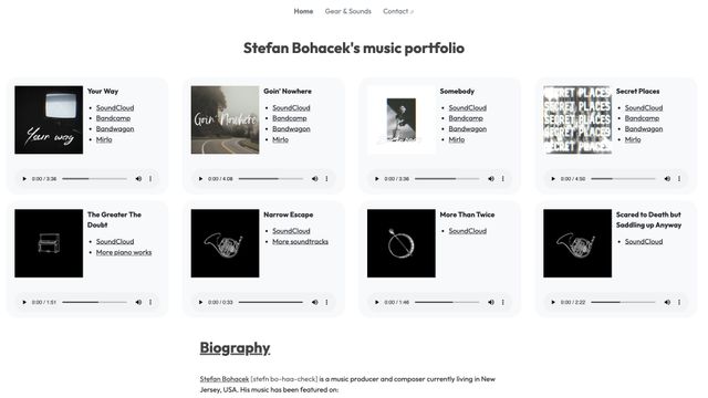 Screenshot of Home | Stefan's Music Portfolio