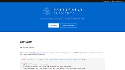 Screenshot of Patternfly Elements