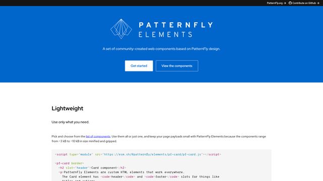 Screenshot of PatternFly Elements - PatternFly Elements