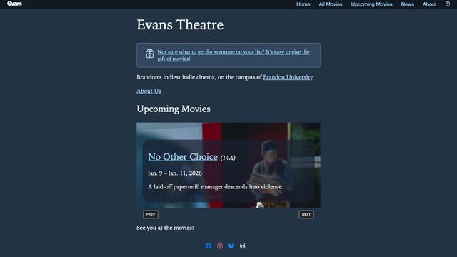 Screenshot of Evans Theatre