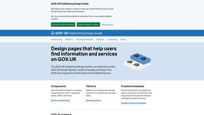 Screenshot of GOV.UK Publishing Design Guide