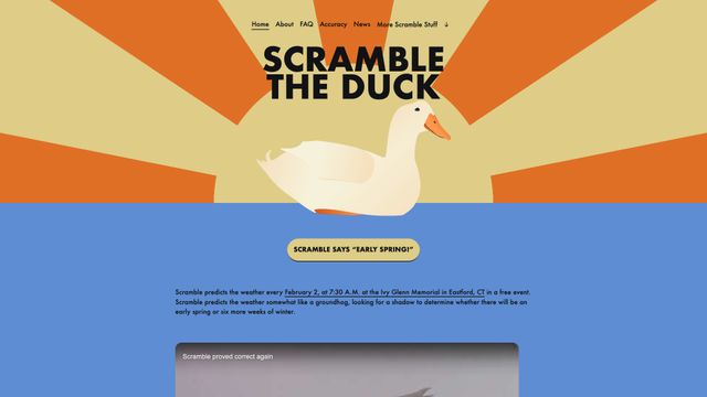 Screenshot of Welcome to Scramble the Duck's Official Website