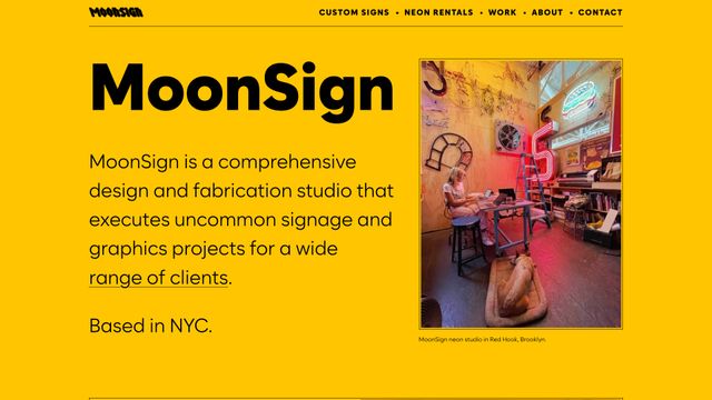 Screenshot of MoonSign | Custom neon and sign shop based in NYC