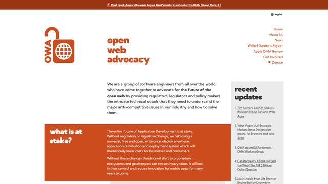 Screenshot of Open Web Advocacy