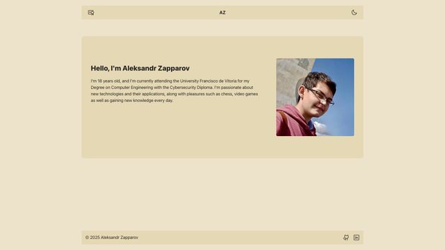 Screenshot of About Aleksandr Zapparov