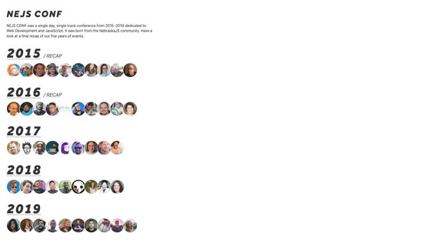 Screenshot of NEJS CONF 2015–2019