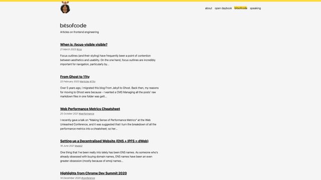 Screenshot of bitsofcode