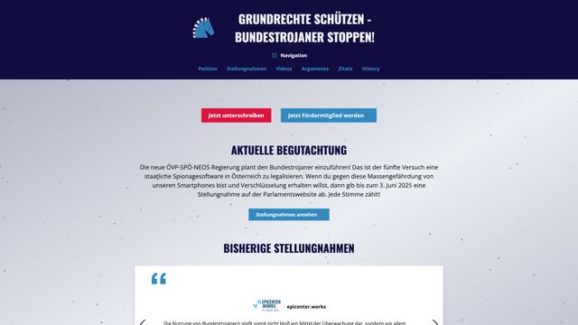 Screenshot of Grundrechte schützen - Bundestrojaner stoppen!