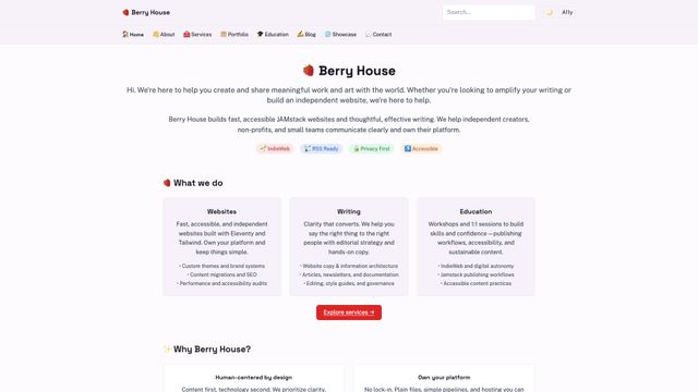 Screenshot of Berry House — Web & Writing — 🍓 Berry House
