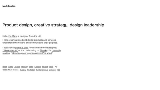 Screenshot of Product design, creative strategy, design leadership - Mark Boulton