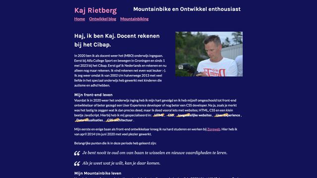 Screenshot of - Expert on people and IT, mountainbiker, Eager to learn | Kaj Rietberg