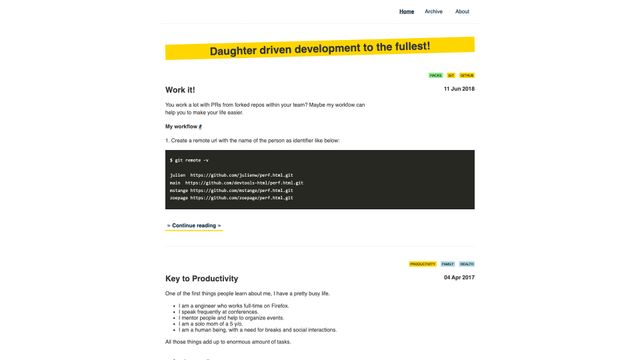 Screenshot of Zoe's page