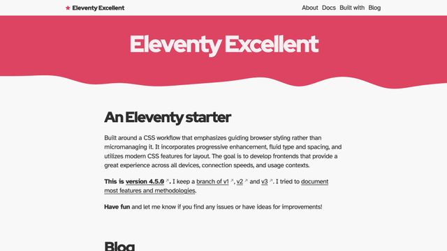 Screenshot of Eleventy Excellent