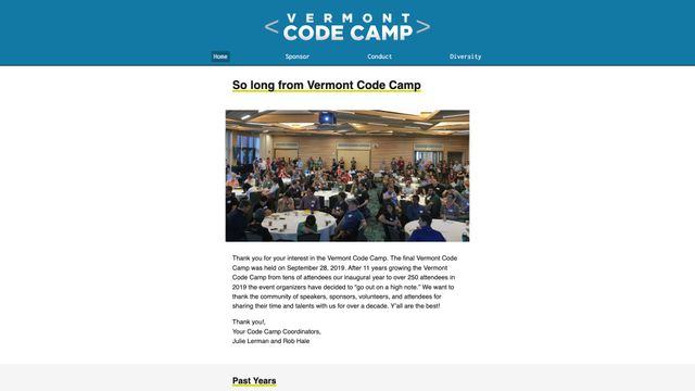 Screenshot of So long from Vermont Code Camp