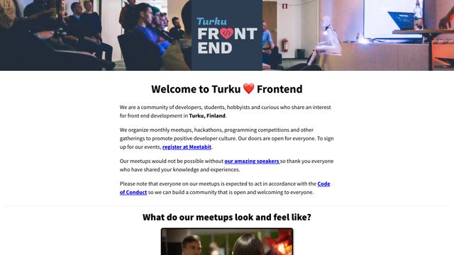 Screenshot of Turku ❤️ Frontend