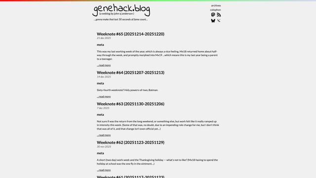 Screenshot of genehack.blog